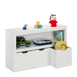 Relaxdays Scaffale per Bambini, 3 Box Portagiochi a Ruote, Mobile Organizer Camera, Libreria, HLP: 60x102x30 cm, Bianco