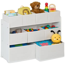 Scaffale per Bambini, 9 Scatole Portagiochi, Mobile Organizer Cameretta, Libreria, hlp: 60x92x30 cm, Bianco - Relaxdays