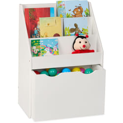 Relaxdays - Scaffale Portagiochi Bambini, Libreria a Scomparti Porta Libri e Giocattoli, 69,5x50,5x28 cm, Rotelle, Bianco