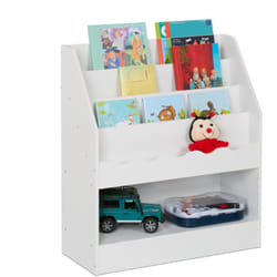 Relaxdays - Scaffale Portagiochi Bambini, Libreria con 5 Scomparti Porta Libri e Giocattoli, hlp: 80 x 70 x 30 cm, Bianco