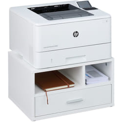 Supporto per Stampante con Cassetto e 2 Scomparti, Organizer Scrivania Portastampanti, hlp 22x40x30 cm, Bianco - Relaxdays