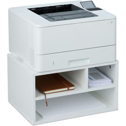 Relaxdays - Supporto per Stampante da Scrivania, 3 Scomparti, Portadocumenti, Portacarta, Organizer, 22,5x40x30 cm, Bianco