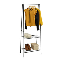 Relaxdays - Stand Appendiabiti da Terra, Guardaroba Appendi Abiti da Ingresso e Camera, 2 Ripiani, 162x60,5x35 cm, Nero