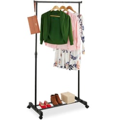 Relaxdays - Stand Appendiabiti da Terra con Ruote, Attaccapanni Appendi Abiti, Altezza Regolabile 94-161x75,5x42,5cm, Nero