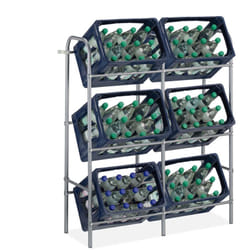 Relaxdays - Scaffale per Casse d'Acqua, HxLxP: 116 x 96 x 33 cm, Scaffalatura per 6 Cassette Bevande, in Acciaio, Grigio