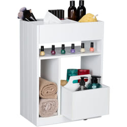 Relaxdays - Carrello Salvaspazio da Bagno e Cucina, hlp 55x38,5x23 cm, Mobiletto Multiuso, Carrellino con Ruote, Bianco