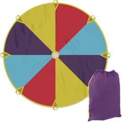Relaxdays - Gioco Paracadute Arcobaleno ø 240 cm, 8 Maniglie, Telo Ludico per Bambini, Giocattolo Didattico, Multicolore