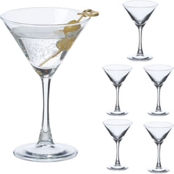 Relaxdays - Set 6 Bicchieri da Martini, Calici da Cocktail Cosmopolitan e Long Drink, 140 ml cad., in Vetro, Trasparenti
