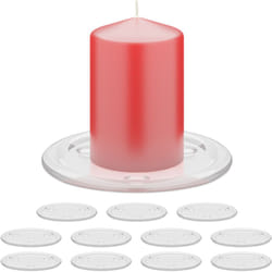 Relaxdays - Set 12 Piatti Porta Candele da Tavolo, Piattini Portacandele Ceri, ø 10 cm, Candelieri in Vetro, Trasparente
