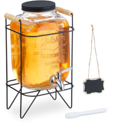 Relaxdays - Dispenser in Vetro per Bevande, Erogatore con Rubinetto in Acciaio Inox 5 l, Distribuitore Acqua e Limonate
