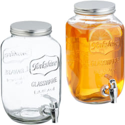 Relaxdays - 2 Dispenser in Vetro per Bevande, Erogatore con Rubinetto in Plastica, 3,5 Litri, Distribuitore Acqua e Bibite