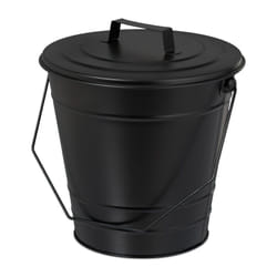 Secchio Raccogli Cenere con Coperchio, Cestello da 7 l per Carbone, Secchiello per Camino e Stufa, Ferro, Nero - Relaxdays
