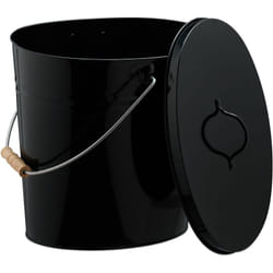 Secchio Raccogli Cenere con Coperchio, Cestello 12 l per Carbone e Bricchetti Camino e Stufa, Acciaio, Nero - Relaxdays