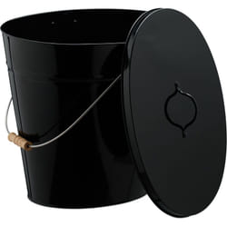 Secchio Raccogli Cenere con Coperchio, Cestello 18,5 l per Carbone e Bricchetti Camino e Stufa, Acciaio, Nero - Relaxdays
