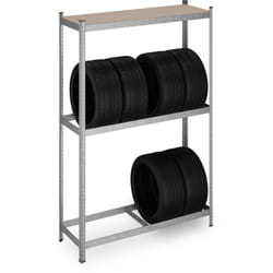 Relaxdays - Scaffale Portagomme per 8 Pneumatici, hlp: 180x120x40 cm, 795 kg, Acciaio Zincato, Garage e Officina, Argento