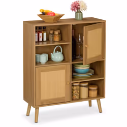 Questa credenza dona alla tua casa un fascino naturale ed è il mobile ideale per la cucina o il soggiorno. Con i suoi 2 scomp ...