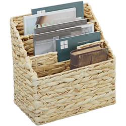 Relaxdays - Portariviste da Terra in Giacinto Intrecciato, Cesto con 3 Scomparti Porta Riviste e Giornali, hlp 34x34x20 cm