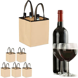Relaxdays - 6x Borsa Porta Bottiglie di Vino e Birra, 9 Scomparti, Portabottiglie e Shopping Bag, 45x24x24 cm, Grigio