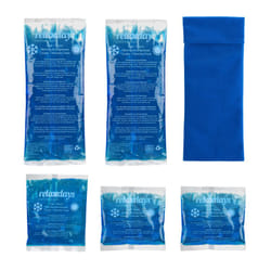 Relaxdays - Ghiaccio Gel Termico, Set 5 Sacchetti Multiuso, 3 Misure, Terapia Caldo Freddo, Cuscinetti Refrigeranti, Blu