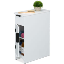 Mobiletto Salvaspazio da Bagno, Scaffale Cucina, Armadietto con Cassetto e 2 Vani, 61,5x21x46 cm, mdf, Bianco - Relaxdays