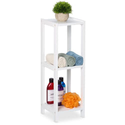 Scaffale da Bagno, Mobiletto Salvaspazio in mdf, Mobile Stretto a Colonna 3 Ripiani, hlp: 65x22x22 cm, Bianco - Relaxdays