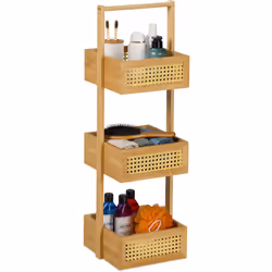 Lo scaffale verticale dispone di un ampio spazio per riporre utensili da bagno di ogni tipo, che sono sempre a portata di man ...