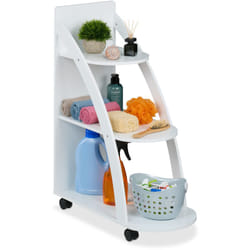 Carrello Salvaspazio da Bagno e Cucina, hlp 80x60x30 cm, Mobiletto Multiuso, Carrellino con Ruote, mdf, Bianco - Relaxdays