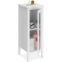 Relaxdays - Mobiletto Bagno Salvaspazio, Mobile Stretto con Anta, hlp: 87,5x36,5x35 cm, Colonna a 2 Scomparti mdf, Bianco