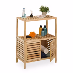 Il ripiano in legno offre ampio spazio per riporre gli utensili da bagno di ogni tipo. Riponi cosmetici, articoli da toilette ...