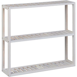 Mensola da Parete in Legno di Noce, con 3 Ripiani, hlp: 54x60x15 cm, Scaffale Portaspezie in Cucina, Bianco - Relaxdays