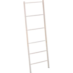 Scala Porta Asciugamani Bagno, Scaletta a 6 Pioli Portasciugamani in Legno, HxL: 170 x 55 cm, Arredo, Bianco - Relaxdays