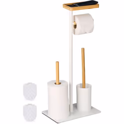 Con questa elegante piantana portarotolo da toilette, avrai sempre a portata di mano la carta igienica, ma anche lo scopino.  ...