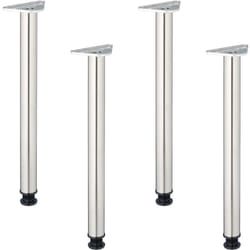 Gambe da Tavolo, Set 4 Piedi Regolabili per Mobili, HxD 71 x 6 cm, Base per Tavolini, Acciaio Inox, Argentato - Relaxdays