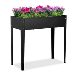 Relaxdays - Letto rialzato giardino, balcone e terrazza, acciaio verniciato, HxLxP: 80 x 85 x 40 cm, vaso piante, nero