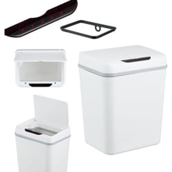 Relaxdays - Cestino Automatico Spazzatura, Pattumiera da Bagno con Sensore Elettrico su Coperchio e Foro per Buste, Bianco