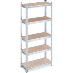 Scaffale Carichi Pesanti, hlp: 150x70x30 cm, 5 Ripiani Alta Portata 750 kg, Garage, Acciaio Zincato, Argentato - Relaxdays