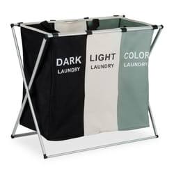 Relaxdays - Cesto Portabiancheria Pieghevole, 3 Scomparti Biancheria e Panni Sporchi, 105 l, 60x65x36,5 cm, Multicolore