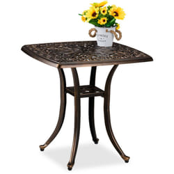 Tavolino da Giardino, Tavolo Quadrato da Balcone, 53x53,5x53,5 cm, Mobile in Alluminio da Esterno, Nero Bronzo - Relaxdays