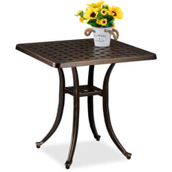 Tavolino da Giardino, Tavolo Quadrato da Balcone, hlp 53x54x54 cm, Mobile in Alluminio da Esterno, Nero Bronzo - Relaxdays