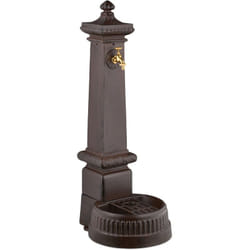 Relaxdays - Fontana da Giardino in Stile Antico, Fontanella a Colonna con Rubinetto e Vaschetta, 100x44,5x38 cm, Marrone
