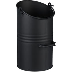 Contenitore Porta Carbone da Camino, Secchio per Pellet Caminetto, Portacenere con Manico da 12 l, Ferro, Nero - Relaxdays