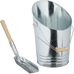 Secchio Raccogli Cenere con Manico e Pala, Cesto Carbone 10 l, Secchiello per Camino e Stufa, Ferro, Argento - Relaxdays
