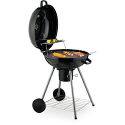 Relaxdays - Barbecue a Sfera a Carbonella, Grill Esterno ø 53 cm, con Coperchio, Ruote, Raccoglicenere e Termometro, Nero