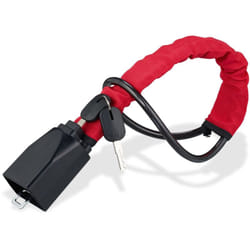 Relaxdays - Antifurto Bloccasterzo Auto, Lucchetto Doppio Blocco Sterzo Universale, Protezione Acciaio Volante, Rosso Nero