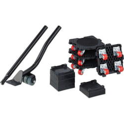 Set di Sollevatori e Rulli per Mobili, Trasporto e Trasloco, fino 300 kg, Girevoli, 4 Accessori, Rosso Nero - Relaxdays