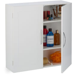 Relaxdays - Mobiletto da Bagno Pensile, 3 Ripiani e 2 Ante in mdf, Armadietto Sospeso da Parete, hlp: 60x60x20 cm, Bianco