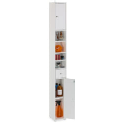 Relaxdays - Mobile Angolare da Bagno, Armadietto Stretto da Terra, hlp: 180x20x20 cm, Mobiletto a 2 Ante, in mdf, Bianco