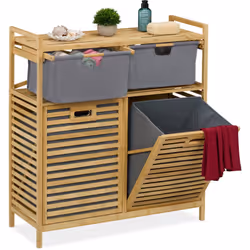 Organizza il tuo bagno con questo pratico ed elegante cesto portabiancheria. Nei 2 cesti inclinabili puoi riporre la tua bian ...