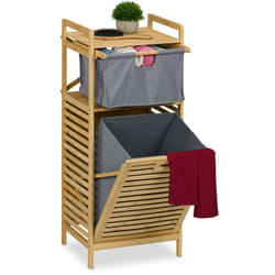 Scaffale Portabiancheria da Bagno, Cesto per Biancheria 30 l e Cassetto, hlp: 95x40x33 cm, in Bambù, Naturale - Relaxdays