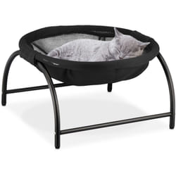 Relaxdays - Letto Amaca per Gatti, Cani Piccoli, Cuccia Rialzata Animali Domestici, Lettino a Rete hlp: 25x44x42 cm, Nero